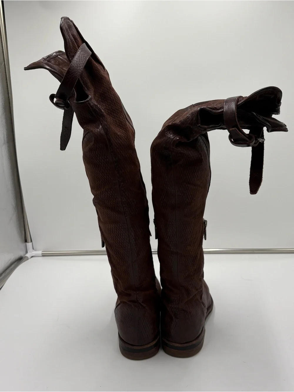 A.S. 98 Free People Royce Tall Over the Knee Brown Leather Boots Women 39 US 8.5